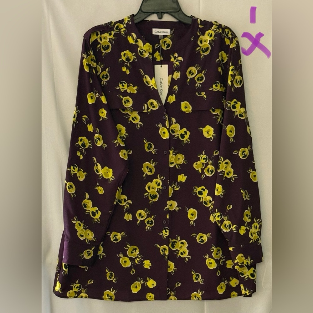 Calvin Klein Purple and Yellow Blouse